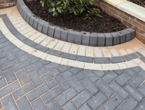 block paving driveway installation in pinner comlete with plant bedding areas